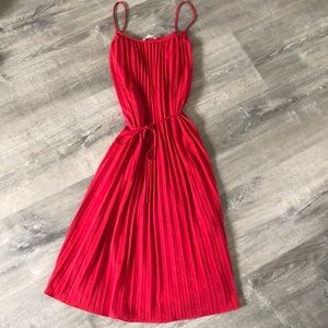 Red Spaghetti Strap Pleated Dress Size Small